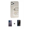 MARSİLYAN™- iPhone 12 Pro Max Kılıf Eksen Asil Prime - Siyah 3D Antistatik Hayalet Cam Ekran Koruyucu + Neon Fosforlu Kamera Lens - MI