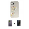 MARSİLYAN™- iPhone 12 Pro Max Kılıf Eksen Asil Prime - Siyah 3D Antistatik Hayalet Cam Ekran Koruyucu + Neon Fosforlu Kamera Lens - YL