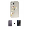 MARSİLYAN™- iPhone 12 Pro Max Kılıf Eksen Asil Prime - Siyah 3D Antistatik Hayalet Cam Ekran Koruyucu + Neon Fosforlu Kamera Lens - BZ