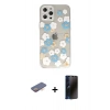 MARSİLYAN™- iPhone 12 Pro Max Kılıf Eksen Asil Prime - Siyah 3D Antistatik Hayalet Cam Ekran Koruyucu + Renkli Kamera Lens Koruma Cam - TU