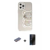 MARSİLYAN™- iPhone 12 Pro Max Kılıf Eksen Asil Prime - Siyah 3D Antistatik Hayalet Cam Ekran Koruyucu + Renkli Kamera Lens Koruma Cam - TU