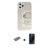 MARSİLYAN™- iPhone 12 Pro Max Kılıf Eksen Asil Prime - Siyah 3D Antistatik Hayalet Cam Ekran Koruyucu + Renkli Kamera Lens Koruma Cam - SI