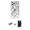 MARSİLYAN™- iPhone 12 Pro Max Kılıf Eksen Asil Prime - Siyah 3D Antistatik Hayalet Cam Ekran Koruyucu + Renkli Kamera Lens Koruma Cam - SI