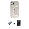 MARSİLYAN™- iPhone 12 Pro Max Kılıf Eksen Asil Prime - Siyah 3D Antistatik Hayalet Cam Ekran Koruyucu + Shine Kamera Lens Koruma Cam - SH