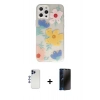 MARSİLYAN™- iPhone 12 Pro Max Kılıf Eksen Asil Prime - Siyah 3D Antistatik Hayalet Cam Ekran Koruyucu + Shine Kamera Lens - LT