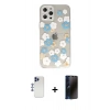 MARSİLYAN™- iPhone 12 Pro Max Kılıf Eksen Asil Prime - Siyah 3D Antistatik Hayalet Cam Ekran Koruyucu + Shine Kamera Lens - LT