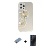 MARSİLYAN™- iPhone 12 Pro Max Kılıf Eksen Asil Prime - Siyah 3D Antistatik Hayalet Cam Ekran Koruyucu + Shine Kamera Lens Koruma Cam - PE