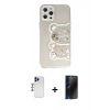MARSİLYAN™- iPhone 12 Pro Max Kılıf Eksen Asil Prime - Siyah 3D Antistatik Hayalet Cam Ekran Koruyucu + Shine Kamera Lens - LT