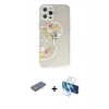 MARSİLYAN™- iPhone 12 Pro Max Kılıf Eksen Asil Prime - Siyah 3D Antistatik Seramik Nano Ekran Koruyucu + Renkli Kamera Lens Koruma Cam - MI