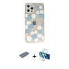 MARSİLYAN™- iPhone 12 Pro Max Kılıf Eksen Asil Prime - Siyah 3D Antistatik Seramik Nano Ekran Koruyucu + Renkli Kamera Lens Koruma Cam - YL