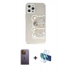 MARSİLYAN™- iPhone 12 Pro Max Kılıf Eksen Asil Prime - Siyah 3D Antistatik Seramik Nano Ekran Koruyucu + Sarı Neon Fosforlu Kamera Lens