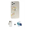 MARSİLYAN™- iPhone 12 Pro Max Kılıf Eksen Asil Prime - Siyah 3D Antistatik Seramik Nano Ekran Koruyucu + Shine Kamera Lens - GD
