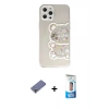 MARSİLYAN™- iPhone 12 Pro Max Kılıf Eksen Asil Prime - Siyah 5D Eko Cam Ekran Koruyucu + Metal Kamera Lens Koruma Cam - GD