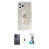 MARSİLYAN™- iPhone 12 Pro Max Kılıf Eksen Asil Prime - Siyah 5D Eko Cam Ekran Koruyucu + Neon Fosforlu Kamera Lens - MI