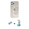 MARSİLYAN™- iPhone 12 Pro Max Kılıf Eksen Asil Prime - Siyah 5D Eko Cam Ekran Koruyucu + Mavi Shine Kamera Lens Koruma Cam