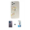 MARSİLYAN™- iPhone 12 Pro Max Kılıf Eksen Asil Prime - Siyah 5D Eko Cam Ekran Koruyucu + Neon Fosforlu Kamera Lens - MI