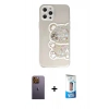 MARSİLYAN™- iPhone 12 Pro Max Kılıf Eksen Asil Prime - Siyah 5D Eko Cam Ekran Koruyucu + Neon Fosforlu Kamera Lens - SI