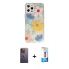 MARSİLYAN™- iPhone 12 Pro Max Kılıf Eksen Asil Prime - Siyah 5D Eko Cam Ekran Koruyucu + Neon Fosforlu Kamera Lens - SI