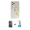 MARSİLYAN™- iPhone 12 Pro Max Kılıf Eksen Asil Prime - Siyah 5D Eko Cam Ekran Koruyucu + Neon Fosforlu Kamera Lens - SI
