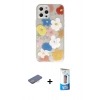 MARSİLYAN™- iPhone 12 Pro Max Kılıf Eksen Asil Prime - Siyah 5D Eko Cam Ekran Koruyucu + Pembe Renkli Kamera Lens Koruma Cam