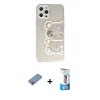 MARSİLYAN™- iPhone 12 Pro Max Kılıf Eksen Asil Prime - Siyah 5D Eko Cam Ekran Koruyucu + Shine Kamera Lens Koruma Cam - GI
