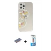 MARSİLYAN™- iPhone 12 Pro Max Kılıf Eksen Asil Prime - Siyah 5D Eko Cam Ekran Koruyucu + Turuncu Renkli Kamera Lens Koruma Cam