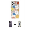 MARSİLYAN™- iPhone 12 Pro Max Kılıf Eksen Asil Prime - Siyah Bilvis Hayalet Cam Ekran Koruyucu + Neon Fosforlu Kamera Lens - BZ