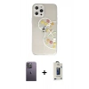 MARSİLYAN™- iPhone 12 Pro Max Kılıf Eksen Asil Prime - Siyah Bilvis Hayalet Cam Ekran Koruyucu + Neon Fosforlu Kamera Lens - BZ