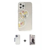 MARSİLYAN™- iPhone 12 Pro Max Kılıf Eksen Asil Prime - Siyah Bilvis Hayalet Cam Ekran Koruyucu + Shine Kamera Lens - LT