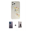 MARSİLYAN™- iPhone 12 Pro Max Kılıf Eksen Asil Prime - Siyah Bilvis Hayalet Cam Ekran Koruyucu + Neon Fosforlu Kamera Lens - MI