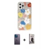 MARSİLYAN™- iPhone 12 Pro Max Kılıf Eksen Asil Prime - Siyah Bilvis Hayalet Cam Ekran Koruyucu + Neon Fosforlu Kamera Lens - MI