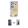 MARSİLYAN™- iPhone 12 Pro Max Kılıf Eksen Asil Prime - Siyah Bilvis Hayalet Cam Ekran Koruyucu + Neon Fosforlu Kamera Lens - MI