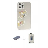 MARSİLYAN™- iPhone 12 Pro Max Kılıf Eksen Asil Prime - Siyah Bilvis Hayalet Cam Ekran Koruyucu + Mavi Renkli Kamera Lens Koruma Cam