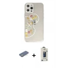 MARSİLYAN™- iPhone 12 Pro Max Kılıf Eksen Asil Prime - Siyah Bilvis Hayalet Cam Ekran Koruyucu + Renkli Kamera Lens Koruma Cam - YL