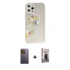 MARSİLYAN™- iPhone 12 Pro Max Kılıf Eksen Asil Prime - Siyah Bilvis Hayalet Cam Ekran Koruyucu + Sarı Neon Fosforlu Kamera Lens