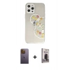 MARSİLYAN™- iPhone 12 Pro Max Kılıf Eksen Asil Prime - Siyah Bilvis Hayalet Cam Ekran Koruyucu + Sarı Neon Fosforlu Kamera Lens