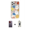 MARSİLYAN™- iPhone 12 Pro Max Kılıf Eksen Asil Prime - Siyah Bilvis Hayalet Cam Ekran Koruyucu + Neon Fosforlu Kamera Lens - TU