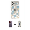 MARSİLYAN™- iPhone 12 Pro Max Kılıf Eksen Asil Prime - Siyah Bilvis Hayalet Cam Ekran Koruyucu + Neon Fosforlu Kamera Lens - TU