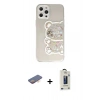 MARSİLYAN™- iPhone 12 Pro Max Kılıf Eksen Asil Prime - Siyah Bilvis Hayalet Cam Ekran Koruyucu + Renkli Kamera Lens Koruma Cam - TU