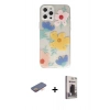 MARSİLYAN™- iPhone 12 Pro Max Kılıf Eksen Asil Prime - Siyah Bilvis Hayalet Cam Ekran Koruyucu + Turuncu Renkli Kamera Lens Koruma Cam