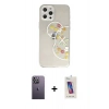 MARSİLYAN™- iPhone 12 Pro Max Kılıf Eksen Asil Prime - Siyah Joko 5D Cam + Beyaz Neon Fosforlu Kamera Lens
