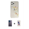 MARSİLYAN™- iPhone 12 Pro Max Kılıf Eksen Asil Prime - Siyah Joko 5D Cam + Neon Fosforlu Kamera Lens - MI