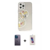 MARSİLYAN™- iPhone 12 Pro Max Kılıf Eksen Asil Prime - Siyah Joko 5D Cam + Neon Fosforlu Kamera Lens - MI