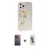 MARSİLYAN™- iPhone 12 Pro Max Kılıf Eksen Asil Prime - Siyah Joko 5D Cam + Neon Fosforlu Kamera Lens - SI