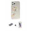 MARSİLYAN™- iPhone 12 Pro Max Kılıf Eksen Asil Prime - Siyah Joko 5D Cam + Turuncu Renkli Kamera Lens Koruma Cam