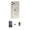 MARSİLYAN™- iPhone 12 Pro Max Kılıf Eksen Asil Prime - Siyah Joko Magic 5D Hayalet Cam + Neon Fosforlu Kamera Lens - YL