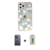 MARSİLYAN™- iPhone 12 Pro Max Kılıf Eksen Asil Prime - Siyah Polymer Nano Ekran Koruyucu + Neon Fosforlu Kamera Lens - BZ