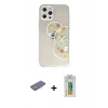 MARSİLYAN™- iPhone 12 Pro Max Kılıf Eksen Asil Prime - Siyah Polymer Nano Ekran Koruyucu + Pembe Renkli Kamera Lens Koruma Cam