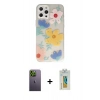 MARSİLYAN™- iPhone 12 Pro Max Kılıf Eksen Asil Prime - Siyah Polymer Nano Ekran Koruyucu + Yeşil Neon Fosforlu Kamera Lens