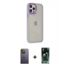 MARSİLYAN™- iPhone 12 Pro Max Kılıf Eksen Doku Prime - Şeffaf 360 Full Body Arka Koruyucu + Neon Fosforlu Kamera Lens - YL